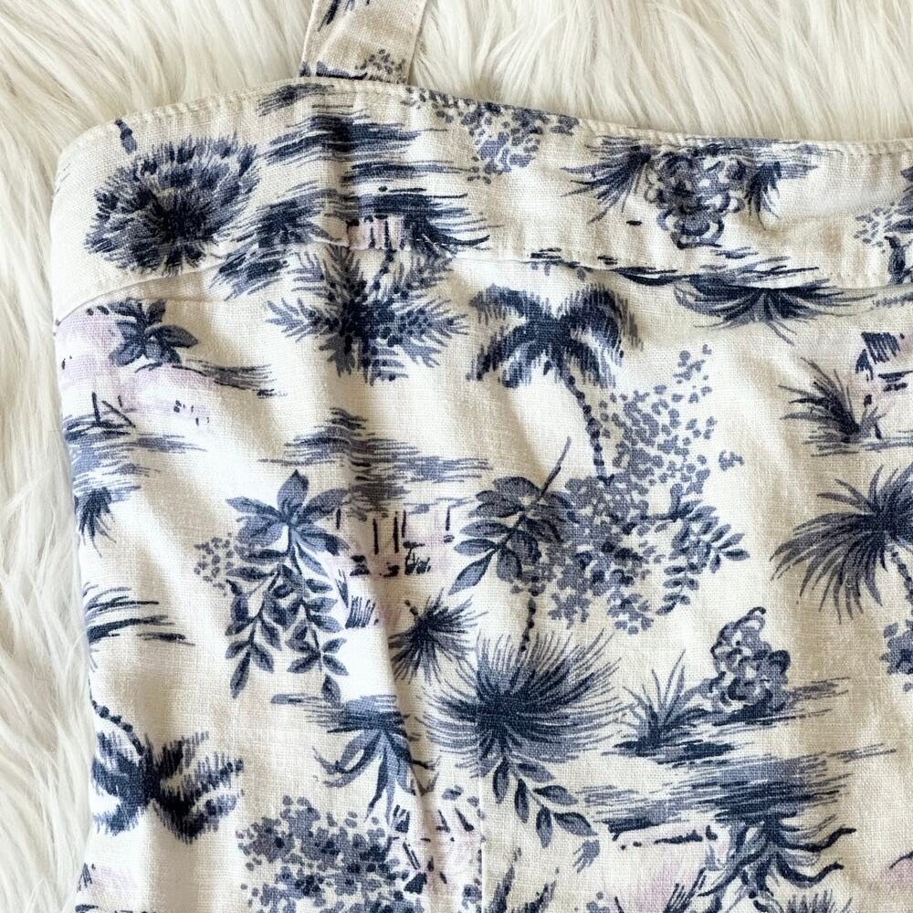 Abercrombie & Fitch Halter Mini Dress Linen Blend Tropical Toile Floral White - Picture 7 of 12